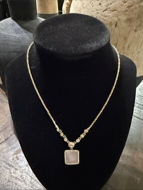EUC Vintage Givenchy Pink Stone & Crystal Pendant Necklace